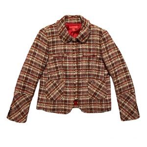 LaVia by Piazza Sempione plum fringe tweed blazer jacket size 16